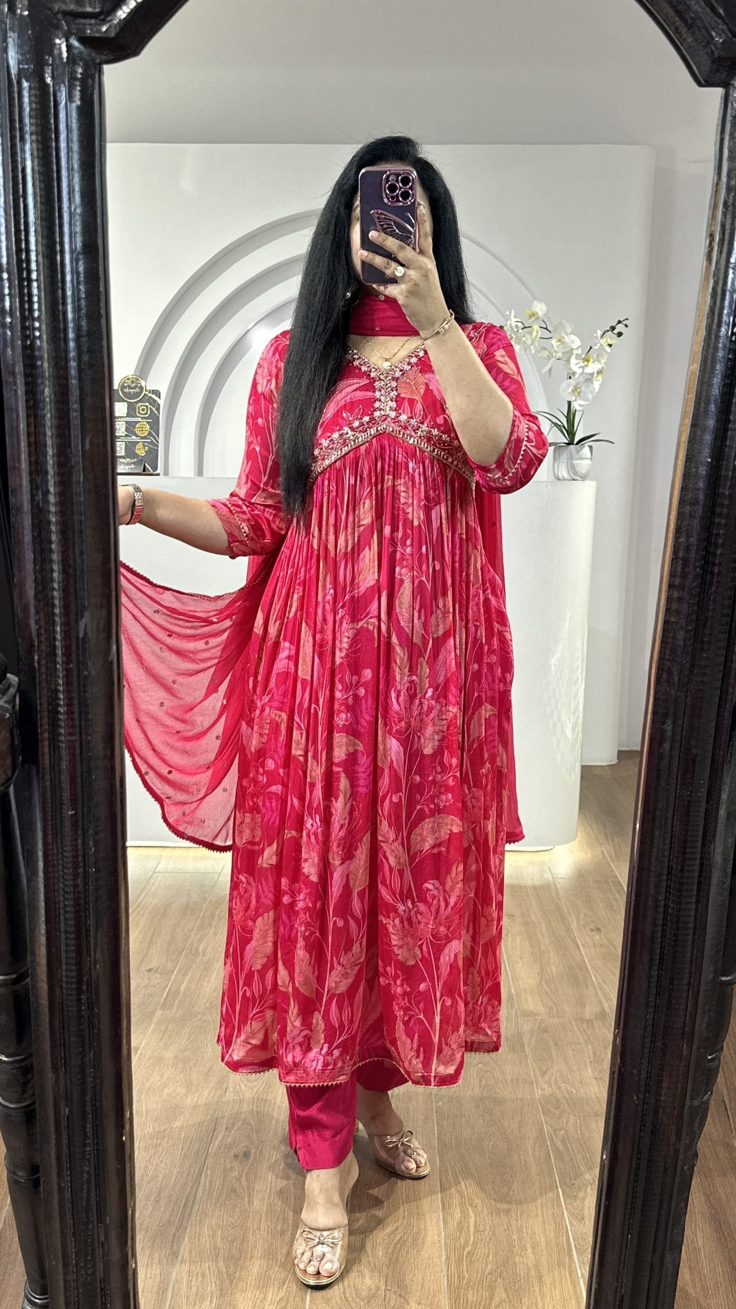 Pink Floral Alia Cut Suit Set